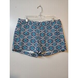 Women's Stylus Classic Twill Cotton Shorts Size 12 Island Teal Geo